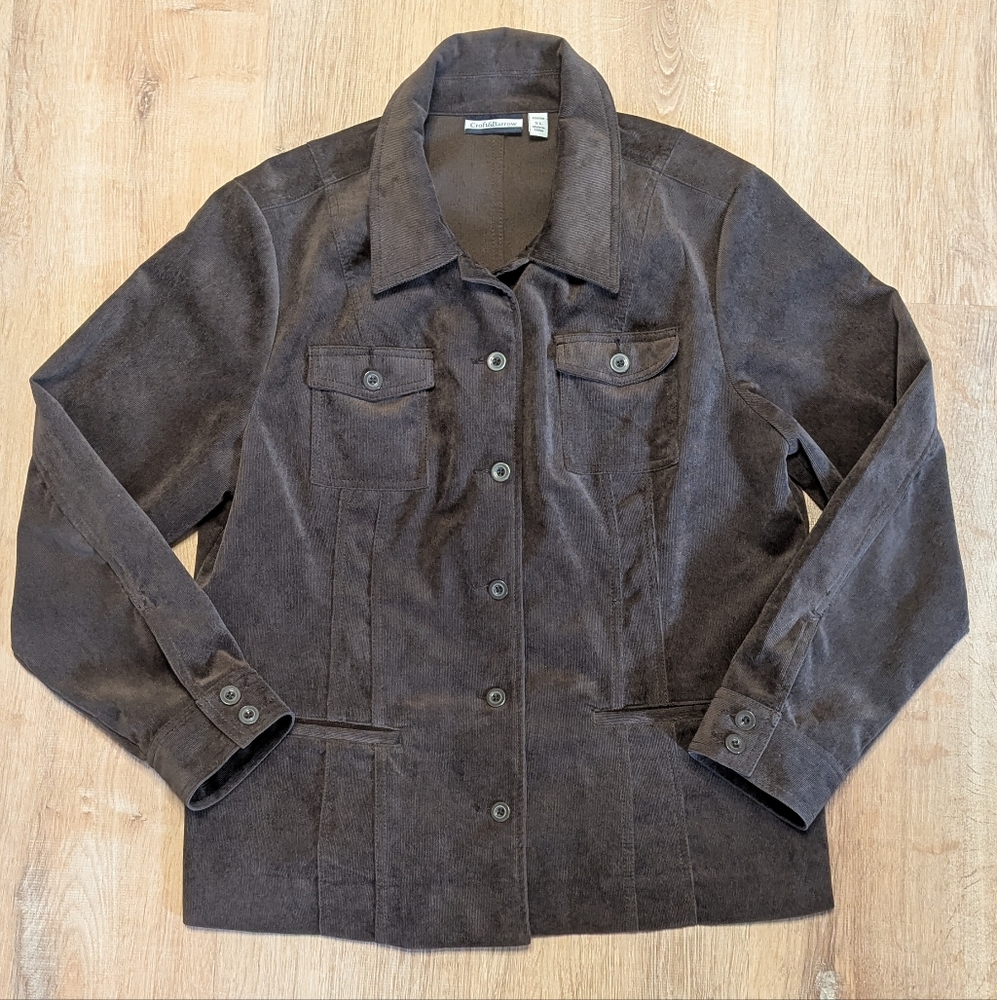 Croft & Barrow Vintage Light Weight Corduroy Chocolate Brown Shaket XL